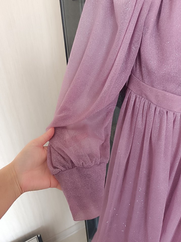 Diger Pembe Uzun Hamile Abiye Elbise - Görsel 4