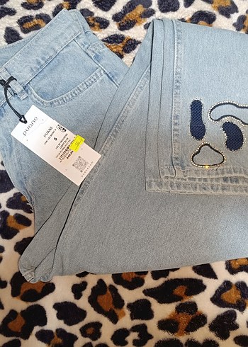 Kadın Mavi Desenli Salaş Kot - Görsel 3