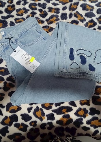 Kadın Mavi Desenli Salaş Kot - Görsel 2