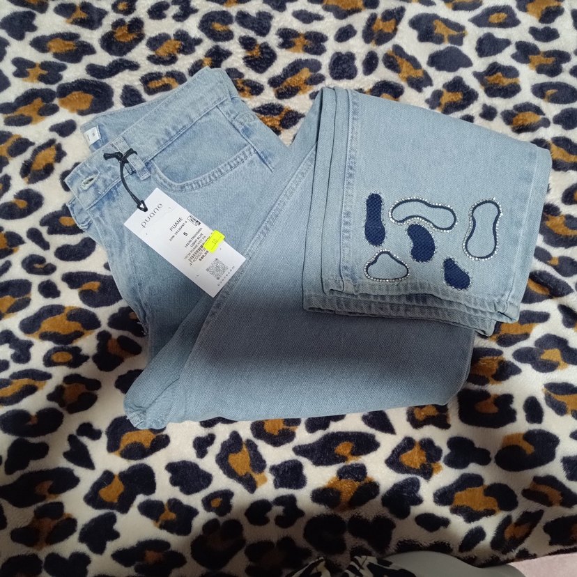 Kadın Mavi Desenli Salaş Kot - Görsel 2