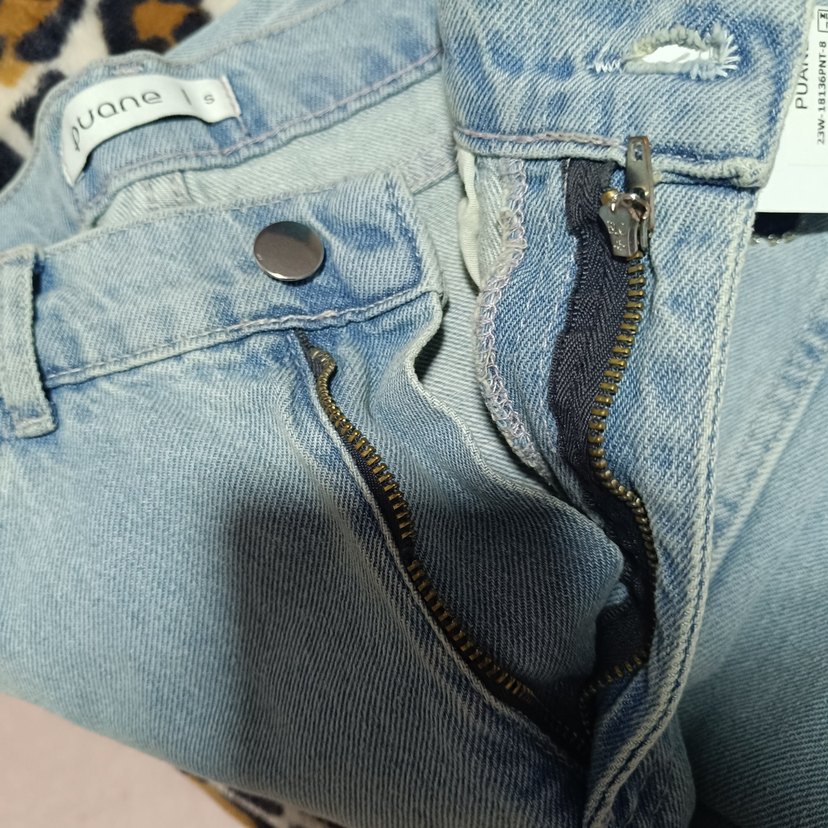 Kadın Mavi Desenli Salaş Kot - Görsel 5