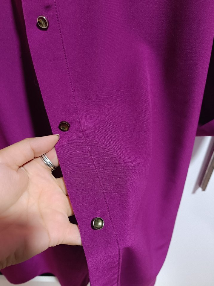 Düğmeli Mor Uzun Kadın Tunik - Görsel 5
