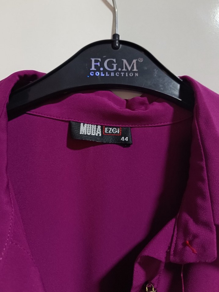 Düğmeli Mor Uzun Kadın Tunik - Görsel 4