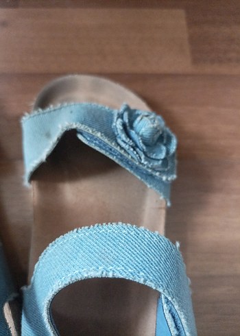h&m Mavi Kot Kız Sandaletleri Çiçek Detaylı - Görsel 4
