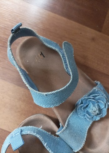 h&m Mavi Kot Kız Sandaletleri Çiçek Detaylı - Görsel 8