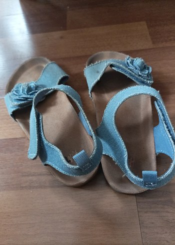 h&m Mavi Kot Kız Sandaletleri Çiçek Detaylı - Görsel 2
