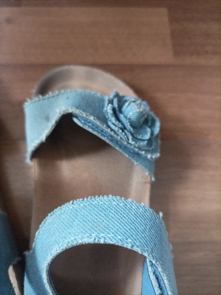 h&m Mavi Kot Kız Sandaletleri Çiçek Detaylı - Görsel 4