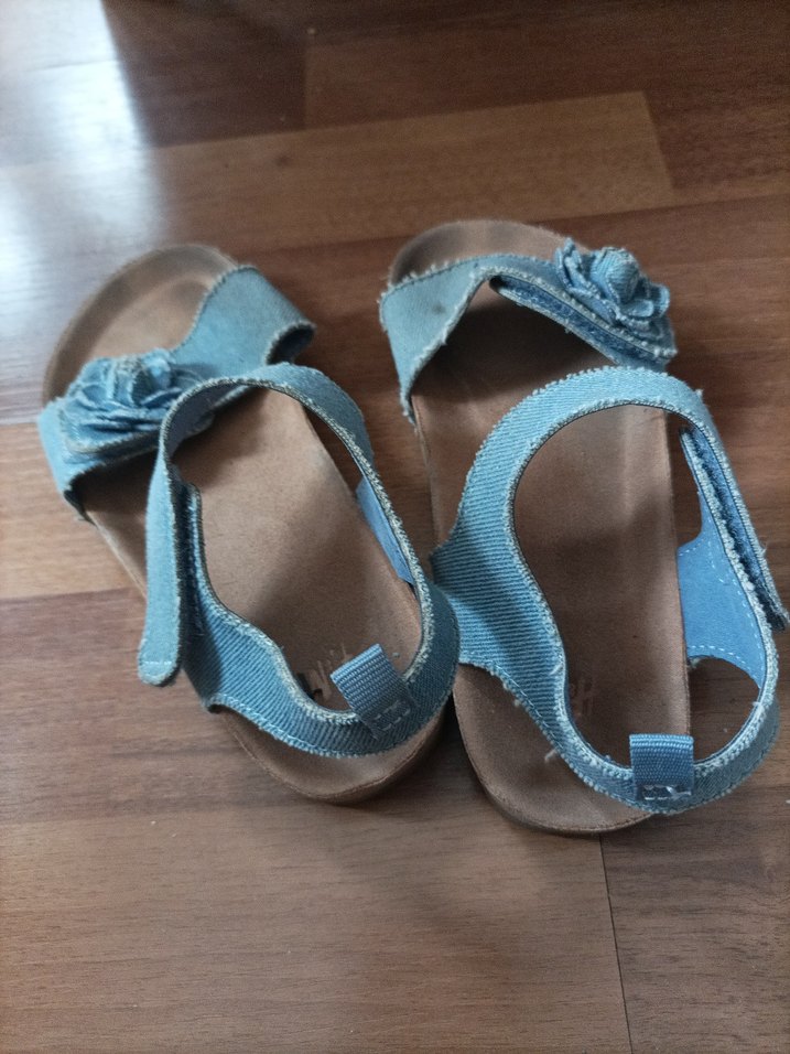h&m Mavi Kot Kız Sandaletleri Çiçek Detaylı - Görsel 2