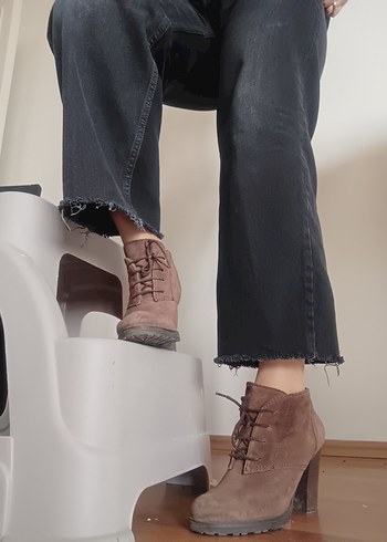 mango Kahverengi Süet Topuklu Kadın Bot - Görsel 4