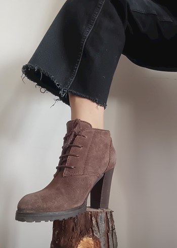 mango Kahverengi Süet Topuklu Kadın Bot - Görsel 3