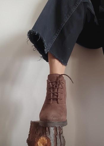 mango Kahverengi Süet Topuklu Kadın Bot - Görsel 2