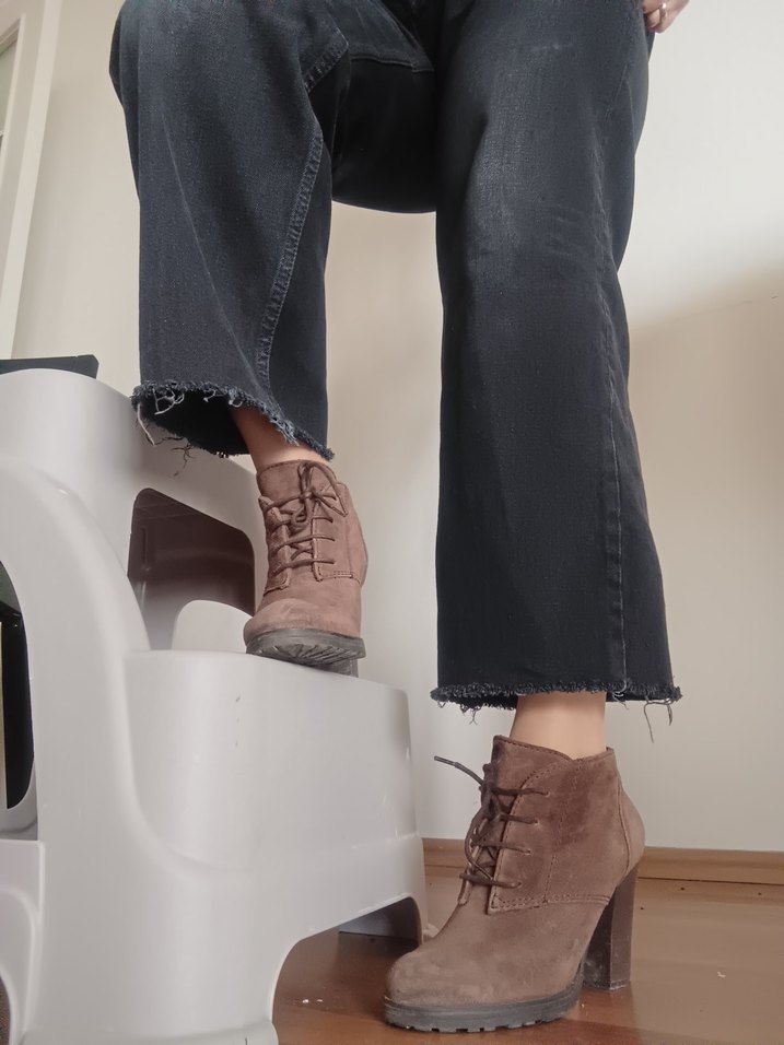 mango Kahverengi Süet Topuklu Kadın Bot - Görsel 4