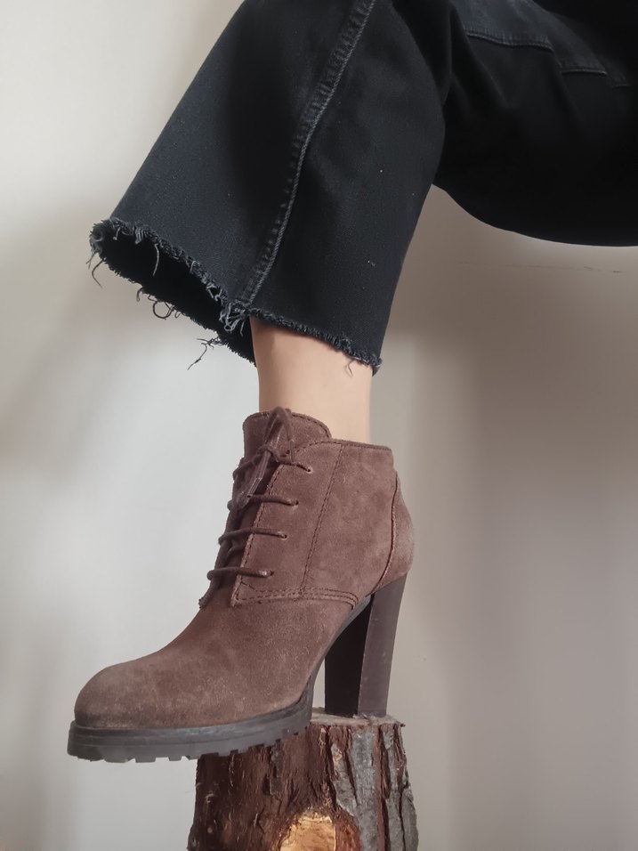 mango Kahverengi Süet Topuklu Kadın Bot - Görsel 3