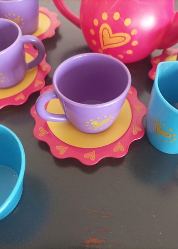 Renkli Plastik Çay Seti Oyuncak - Görsel 7