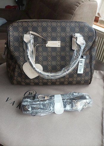 Vakko Kahverengi Deri Baskılı Kadın Çanta - Görsel 4