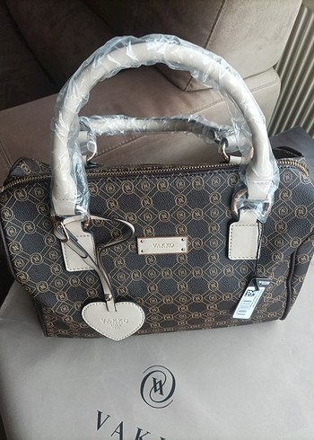 Vakko Kahverengi Deri Baskılı Kadın Çanta - Görsel 2