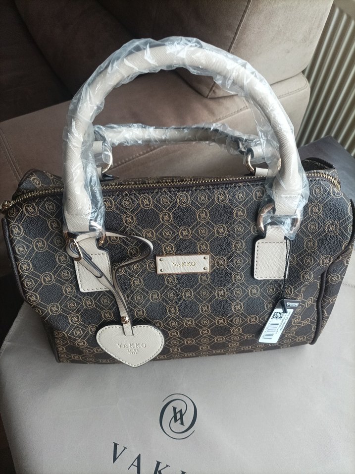 Vakko Kahverengi Deri Baskılı Kadın Çanta - Görsel 2