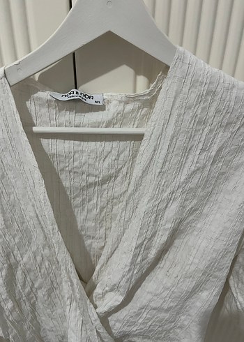 Kadın Beyaz Bağlamalı Bluz - Görsel 2