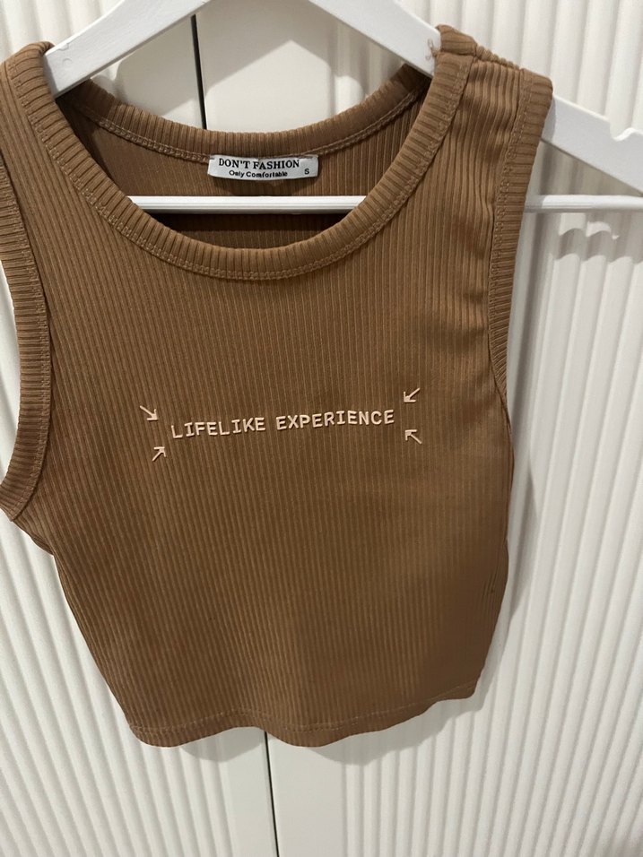 Kahverengi Baskılı Sıfır Crop - Görsel 2