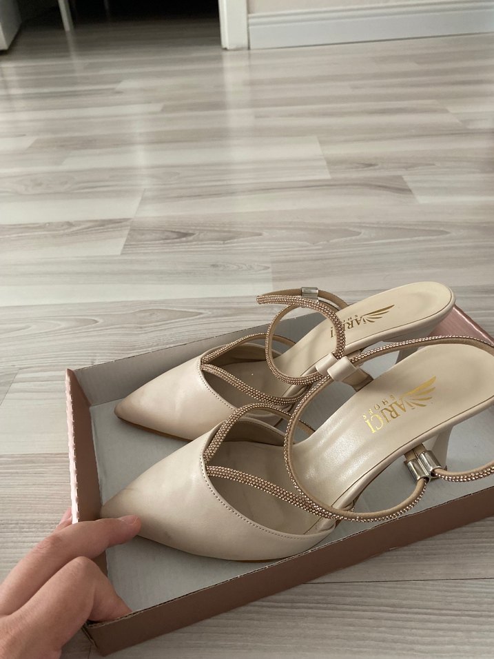 Bej Kadın Stiletto Topuklu Klasik Şık Ayakkabı - Görsel 2