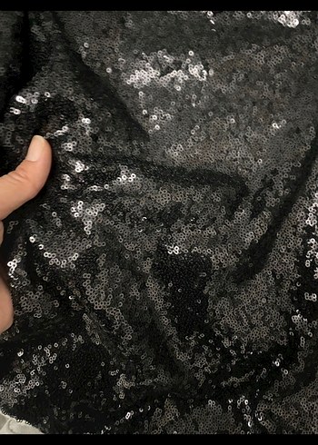 40 Beden Siyah Payetli Uzun Kollu Bluz
