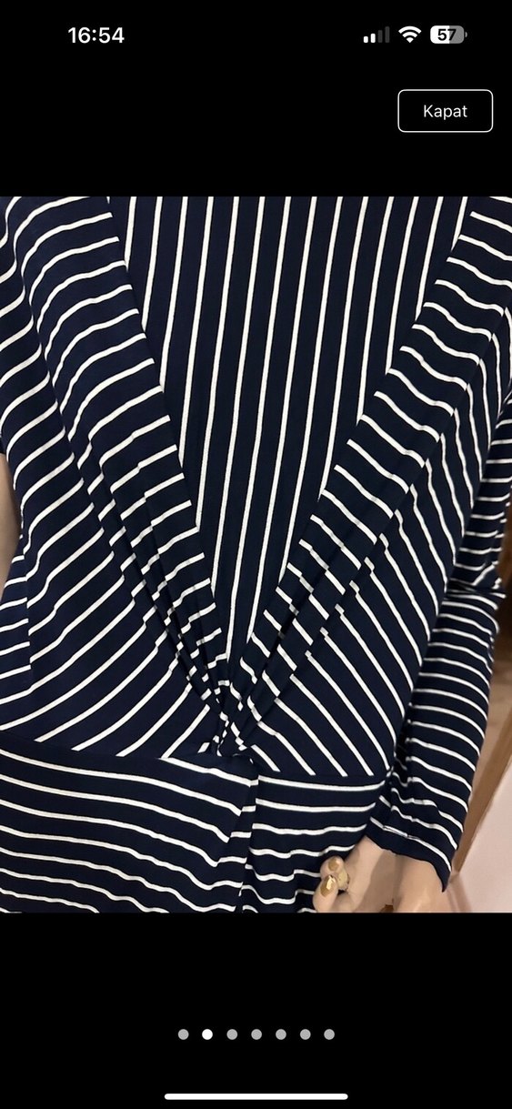 Lacivert Çizgili Uzun Elbisesi - Görsel 3