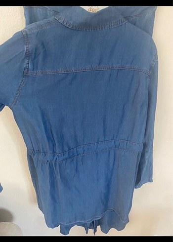 Düğmeli Lacivert Denim Kadın Takım - Görsel 7