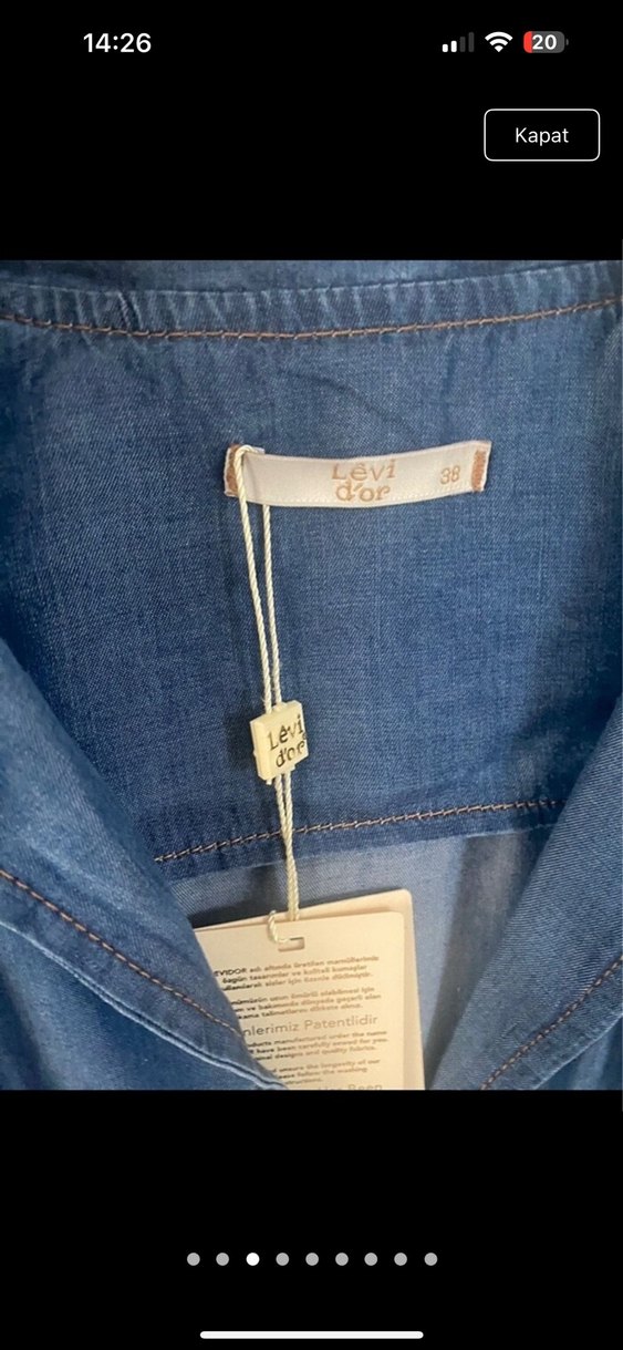 Düğmeli Lacivert Denim Kadın Takım - Görsel 4