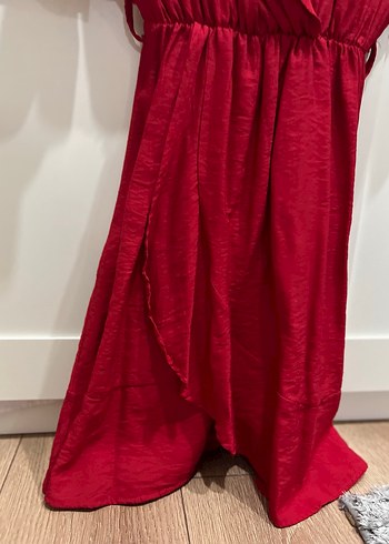 Kırmızı Parlak Midi Kadın Elbise - Görsel 2