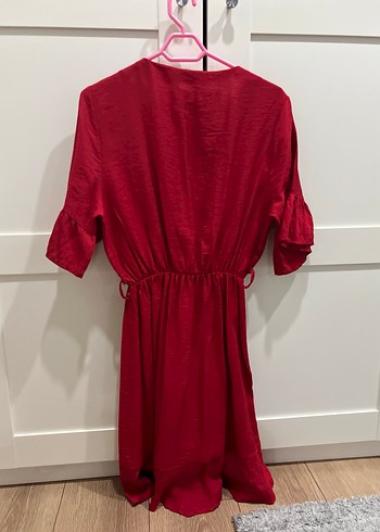 Kırmızı Parlak Midi Kadın Elbise - Görsel 4