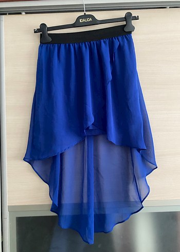 Lacivert Midi tül detaylı etek - Görsel 5