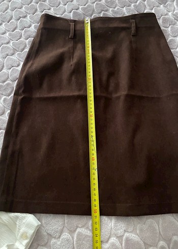 Kahverengi Süet Midi Kalem Etek - Görsel 6