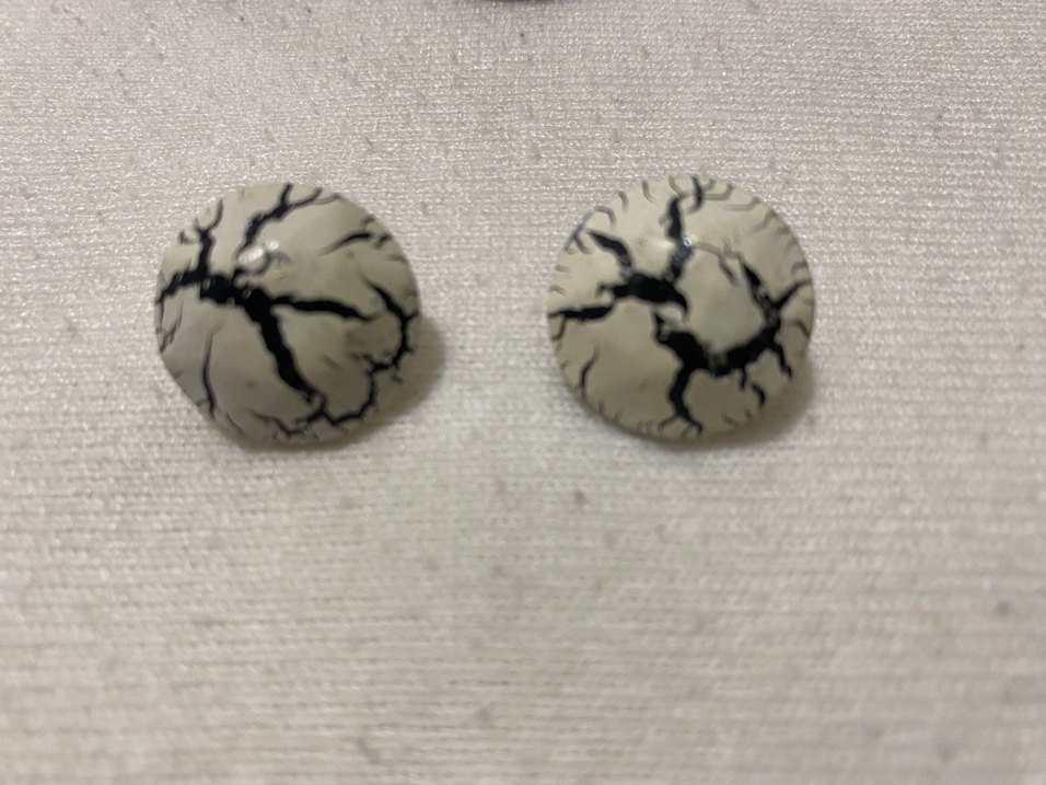 Erkek Siyah ve Beyaz Gotik Küpe Seti - Görsel 4