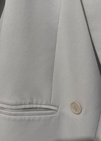 s Beden Gri Kadın Blazer Ceket Tek Düğmeli