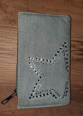 y2k denim taşlı cüzdan