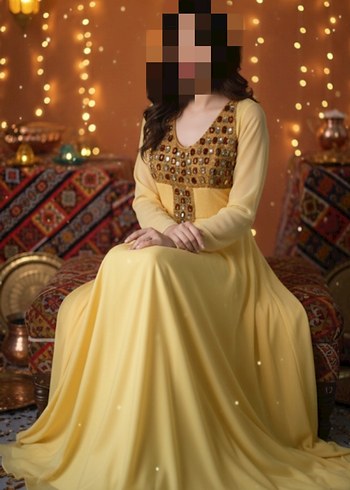 #kına Sarı Boncuklu Kadın Elbise - Görsel 2