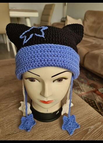 Örgü Tasarım Kedi Kulaklı Şapka 