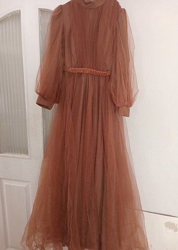 Uzun Vintage Drapeli Kadın Abiye Elbise - Görsel 3