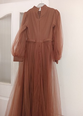 Uzun Vintage Drapeli Kadın Abiye Elbise - Görsel 6