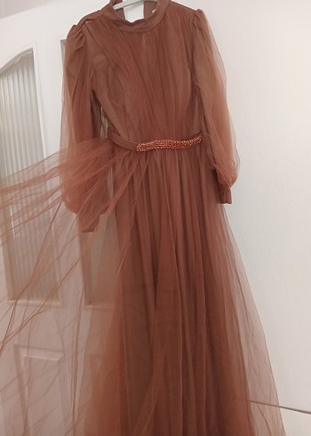 Uzun Vintage Drapeli Kadın Abiye Elbise - Görsel 2