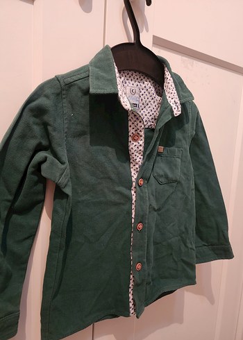 Erkek Çocuk Koyu Yeşil Pamuklu Gömlek - Görsel 3