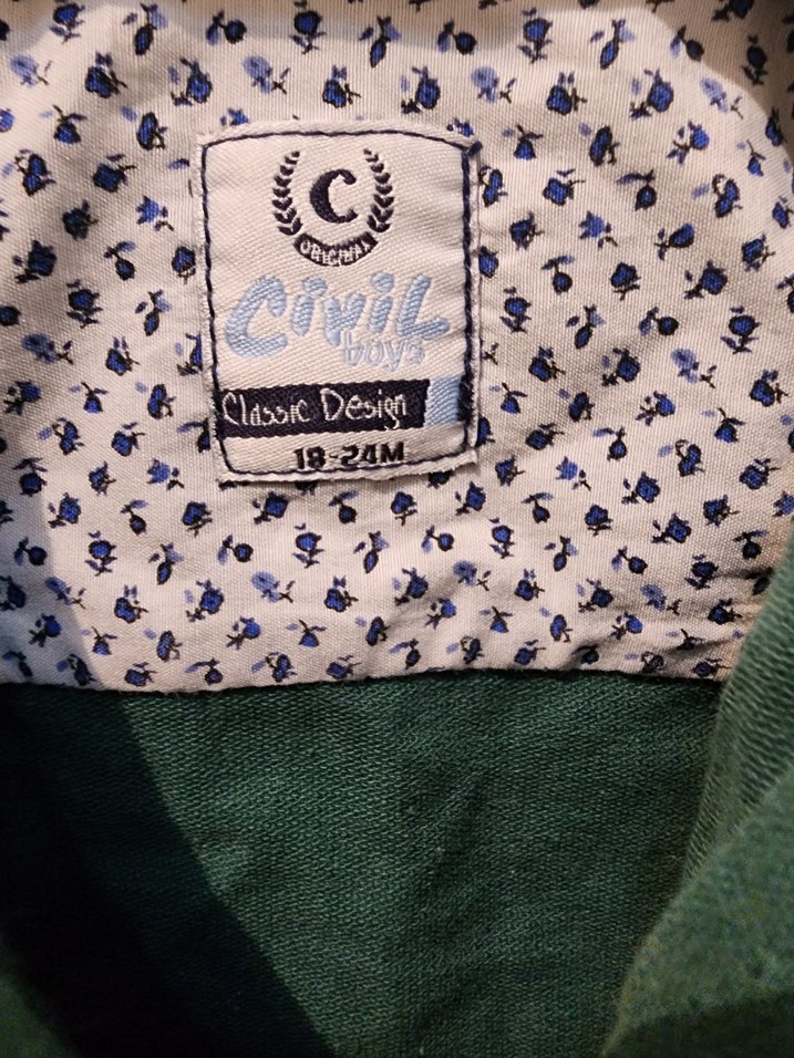 Erkek Çocuk Koyu Yeşil Pamuklu Gömlek - Görsel 2