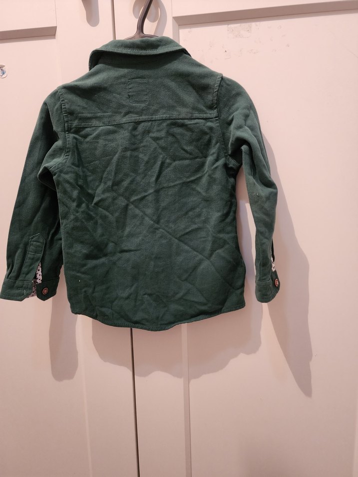 Erkek Çocuk Koyu Yeşil Pamuklu Gömlek - Görsel 4