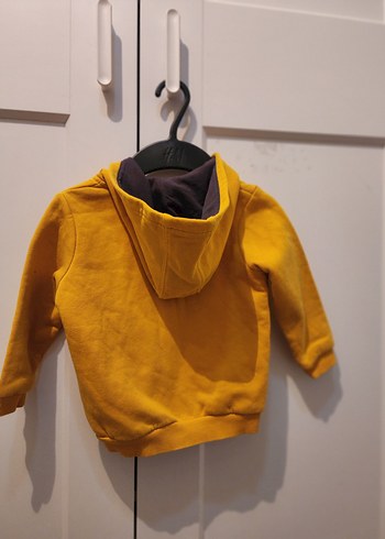 Erkek Çocuk Sarı Kapüşonlu Fermuarlı Sweatshirt - Görsel 4