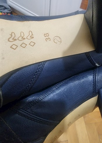 Kadın Lacivert Bağcıklı Dolgu Topuk Ayakkabı - Görsel 7