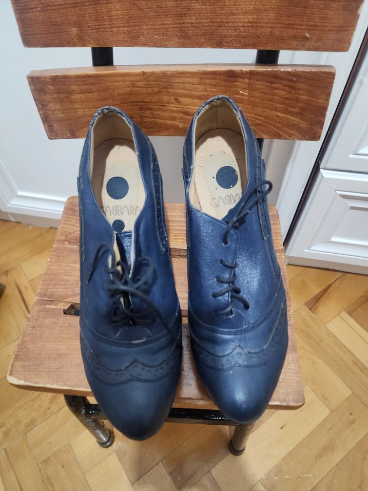 Kadın Lacivert Bağcıklı Dolgu Topuk Ayakkabı - Görsel 3