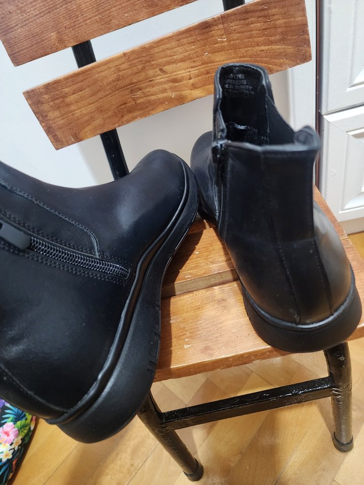 Siyah Deri Kadın Topuklu Bot - Görsel 5