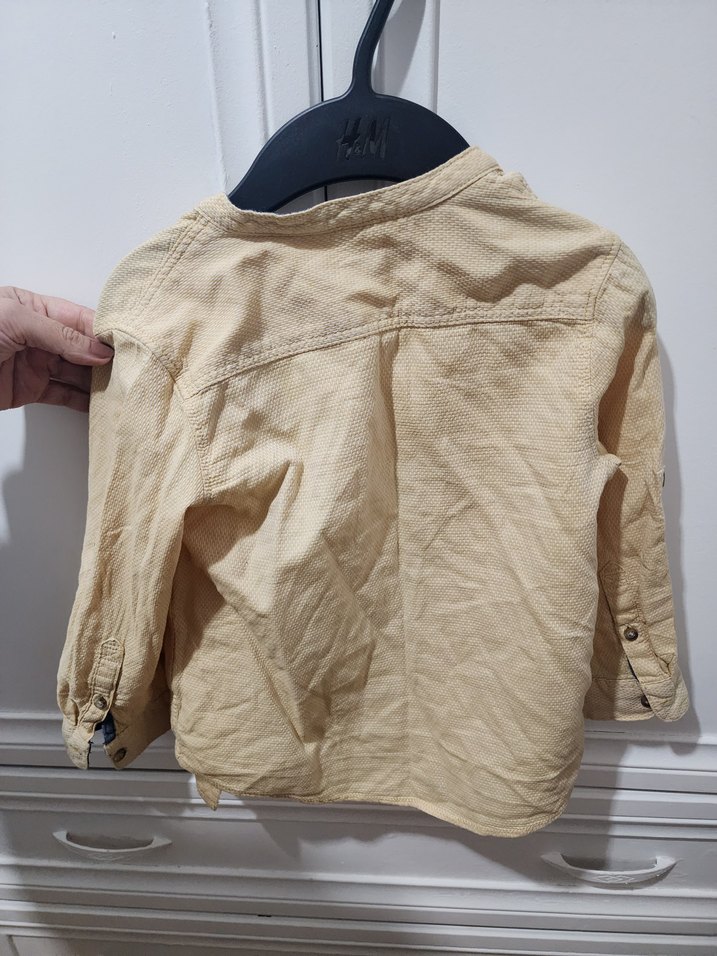 Bej Erkek Çocuk Keten Gömlek - Görsel 3