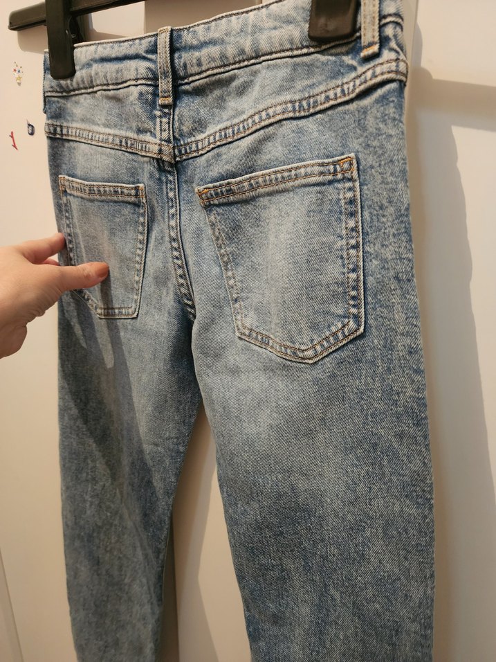 Erkek Çocuk Mavi Bağlamalı Denim Pantolon - Görsel 4