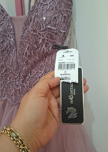 38 Beden Pudra Renk Uzun ince askı Fırfırlı Abiye